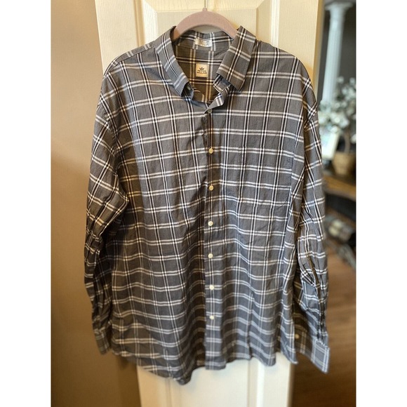 Peter Millar‎ Long Sleeve Button Down Black White Plaid Size XL Cotton - Picture 1 of 2